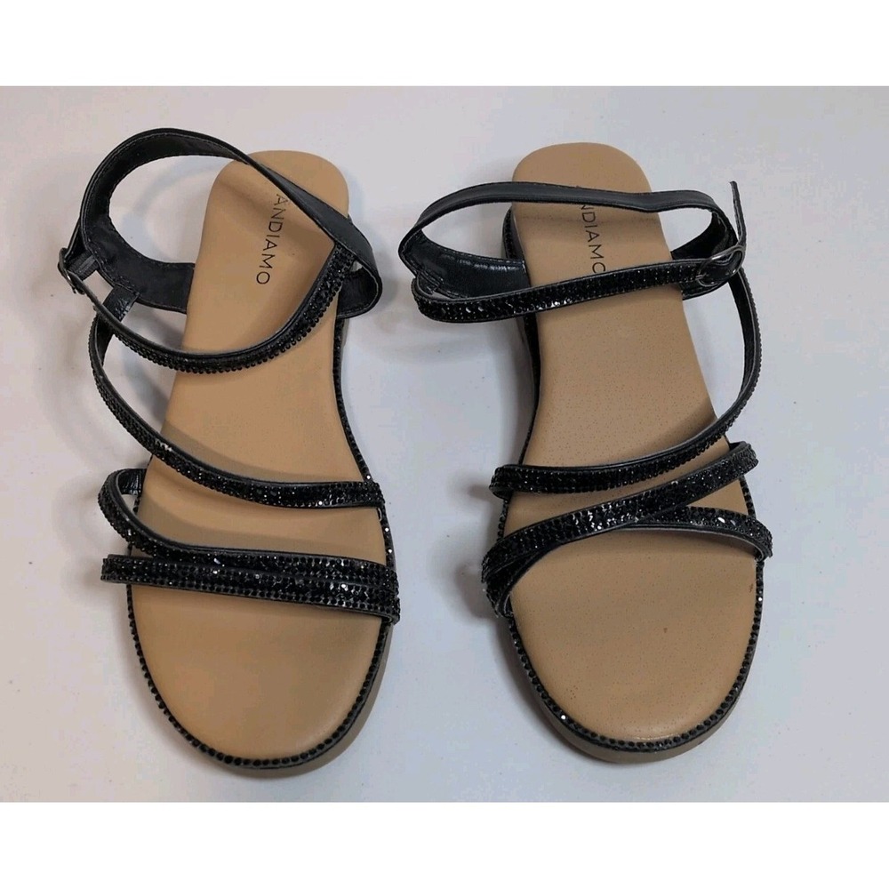 Andiamo Women's Sparkle Black Sandals Size 11 W